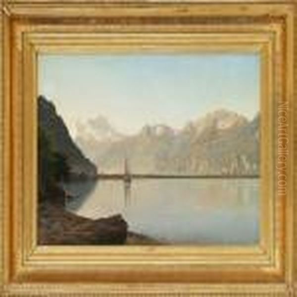 View Of Lac Lema Oil Painting by Janus Andreas La Cour