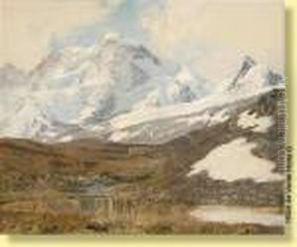 Vue De Zermatt Oil Painting by Janus Andreas La Cour