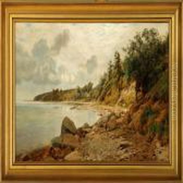 Danish Coastal Scene From Moesgaard Oil Painting by Janus Andreas La Cour