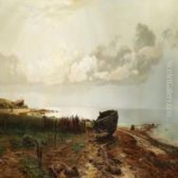 Rough Weather Oil Painting by Janus Andreas La Cour