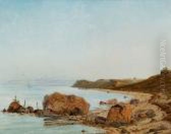 A Pair Of Coastal Scenes Oil Painting by Janus Andreas La Cour