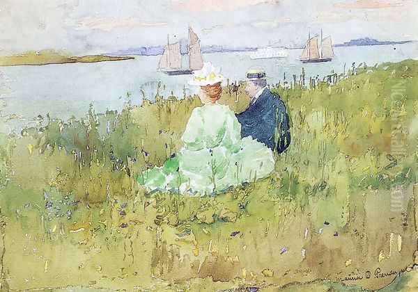 Viewing the Ships Oil Painting by Maurice Brazil Prendergast