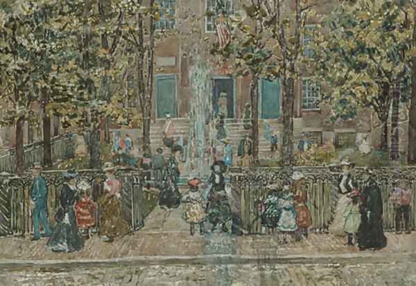 Court Yard Oil Painting by Maurice Brazil Prendergast