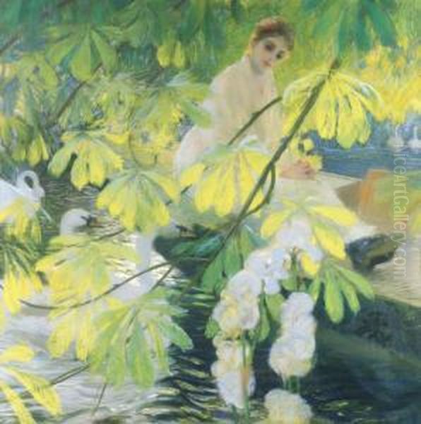 Sous L'arbre
Signed 'gaston La Touche' (lower Right) Oil Painting by Gaston de Latouche