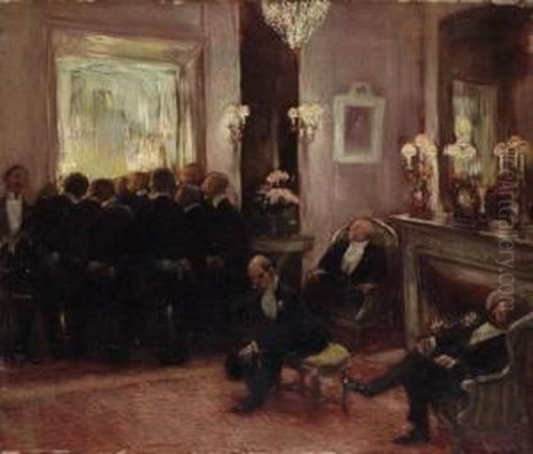 At The Ball
Signed 'gaston Latouche' (lower Left) Oil Painting by Gaston de Latouche