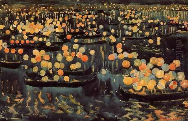 Redentore's party Oil Painting by Maurice Brazil Prendergast