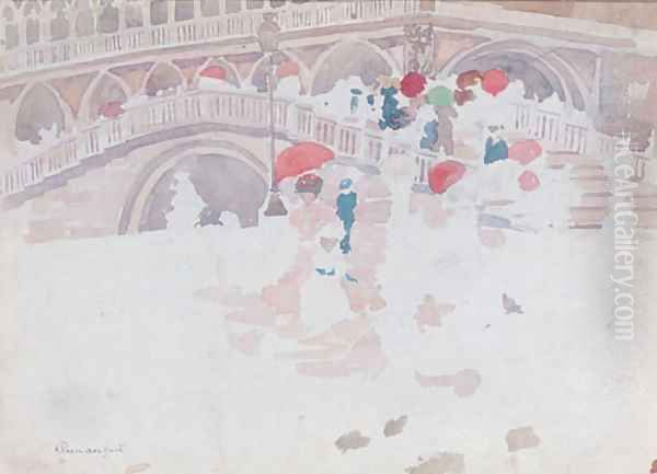 Umbrellas in the Rain Venice Oil Painting by Maurice Brazil Prendergast