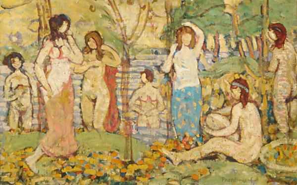 Beach No 3 ca 1913 Oil Painting by Maurice Brazil Prendergast