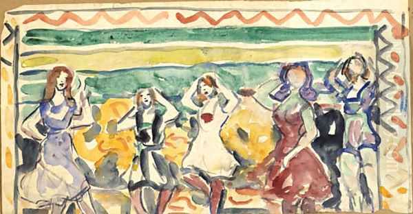 Five Dancing Women Oil Painting by Maurice Brazil Prendergast