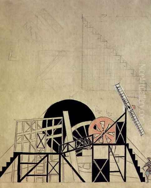 Stage set design for the play 'The Magnanimous Cuckold' Oil Painting by Lyubov Popova