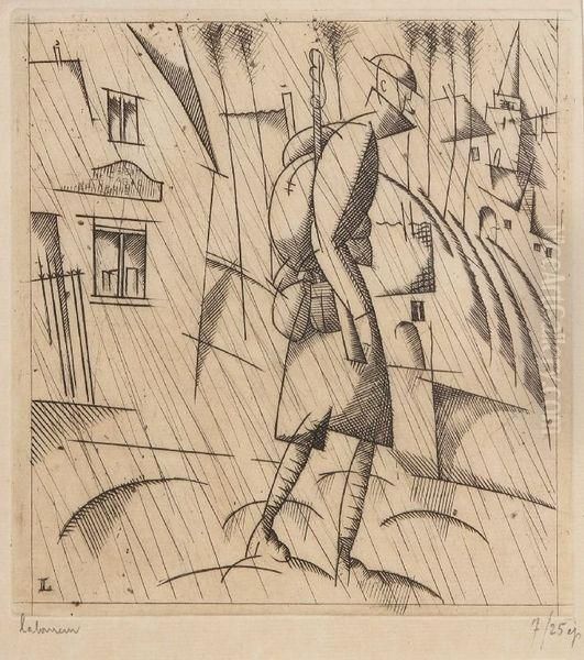 Le Soldat Sous La Pluie Oil Painting by Jean Emile Laboureur