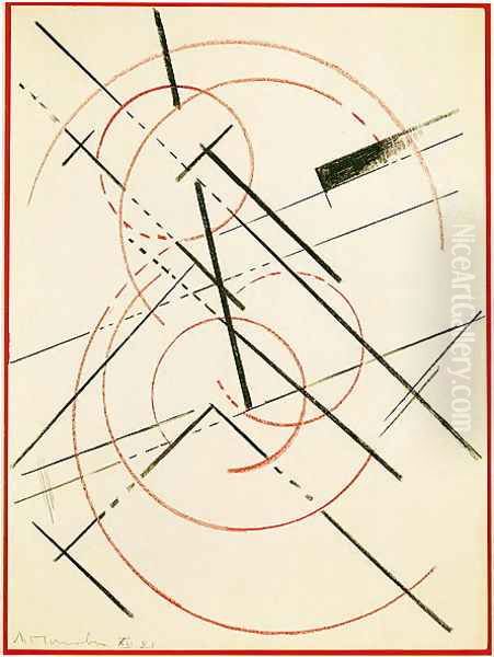 Linear Composition Oil Painting by Lyubov Popova