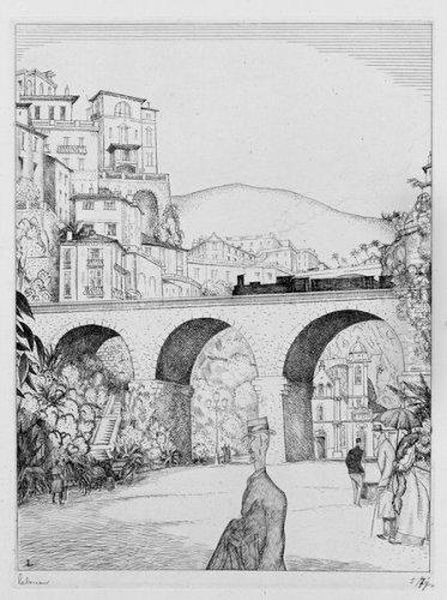 Viaduc A Monaco Oil Painting by Jean Emile Laboureur