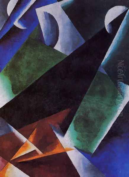 Painterly Architectonic Oil Painting by Lyubov Popova