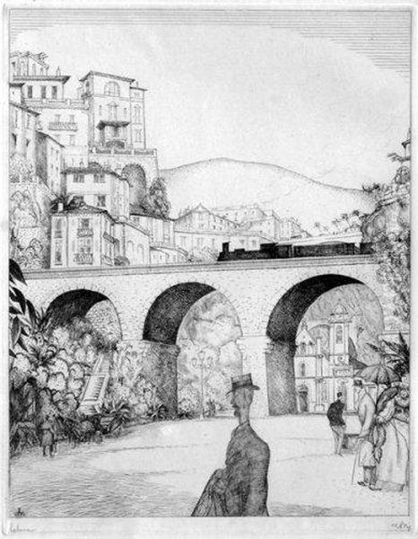 Viaduc A Monaco Oil Painting by Jean Emile Laboureur