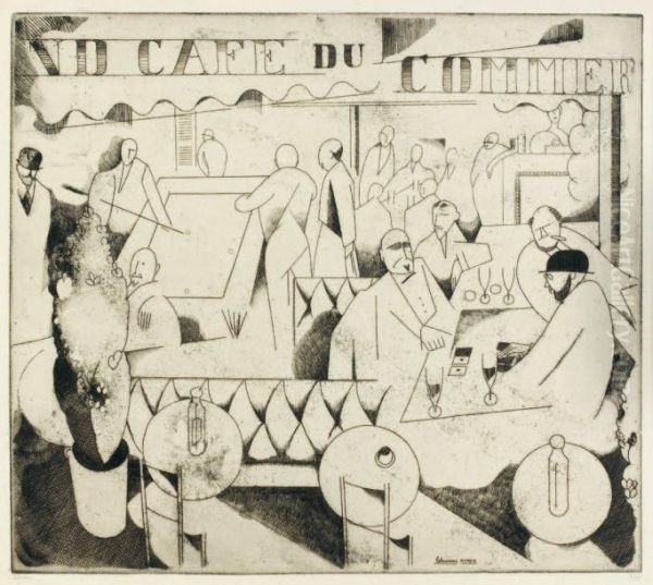 Le Cafe Du Commerce Oil Painting by Jean Emile Laboureur