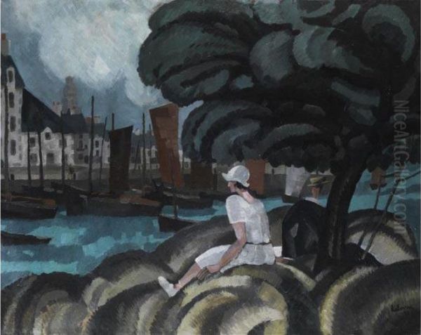 Der Blick Auf Den Kanal Oil Painting by Jean Emile Laboureur