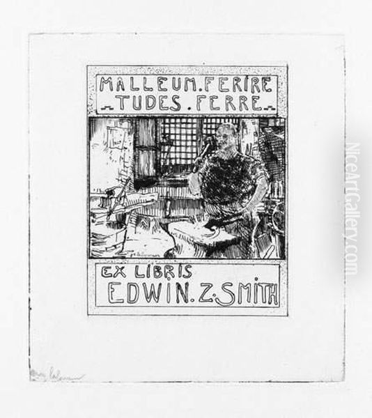 Ex-libris Au Forgeron (edwin Z. Smith). 1906 Oil Painting by Jean Emile Laboureur