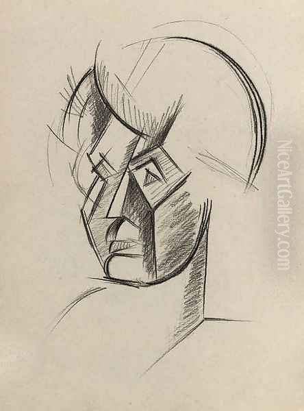 Study of a Cubist Head Oil Painting by Lyubov Popova