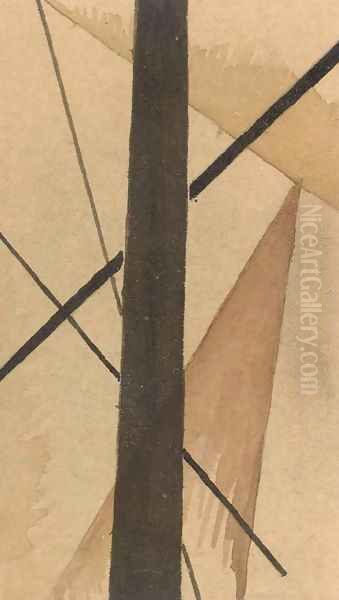 Spatial Force Construction Study Oil Painting by Lyubov Popova