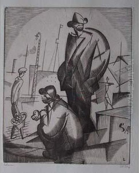 Dockers Negres / Black Stevedores. 1918-1920 Oil Painting by Jean Emile Laboureur