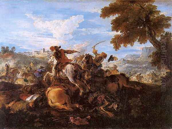 Cavalry Battle Oil Painting by Joseph Parrocel