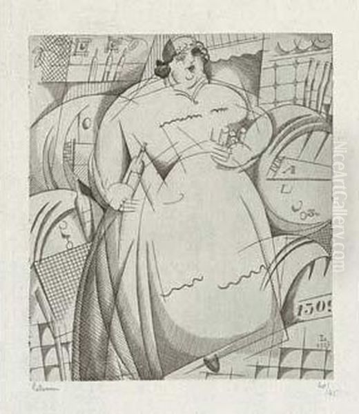 La Cabaretiere Obese / The Fat Inn Keeper. 1917-1920 Oil Painting by Jean Emile Laboureur