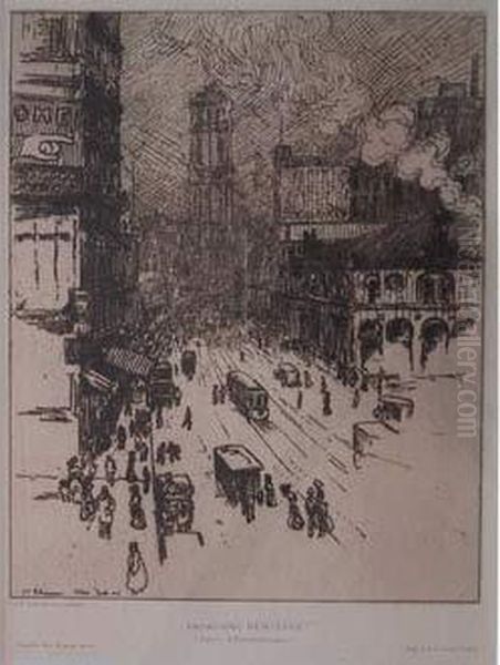 Broadway New York. 1907 Oil Painting by Jean Emile Laboureur