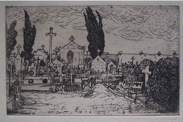 Cimetiere / Cemetery (nantes). 1899 Oil Painting by Jean Emile Laboureur