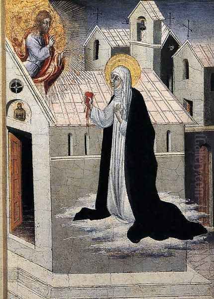 St Catherine Exchanging her Heart with Christ c. 1475 Oil Painting by Giovanni di Paolo