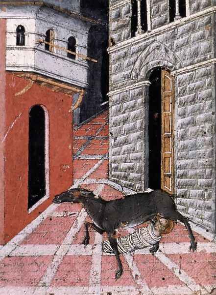 St Stephen Suckled by a Dog 1450 Oil Painting by Giovanni di Paolo