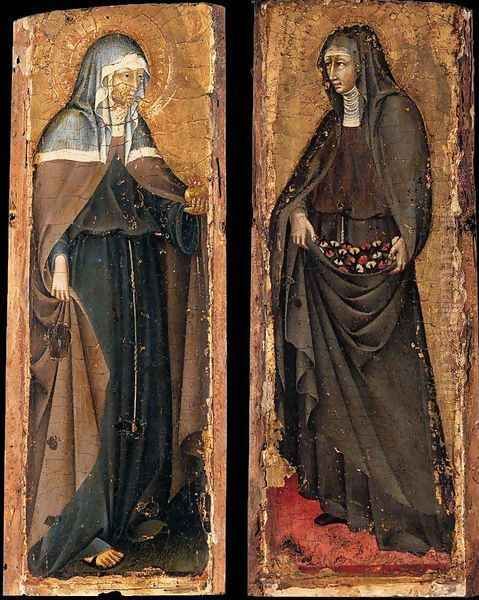 Sts Clare and Elizabeth of Hungary c. 1445 Oil Painting by Giovanni di Paolo