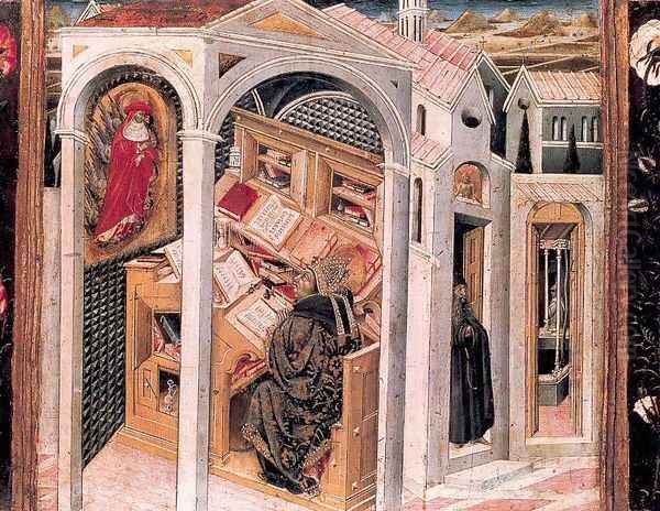 St. Jerome Appearing to St. Augustine 1465 Oil Painting by Giovanni di Paolo