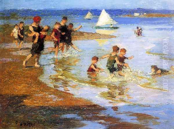 Children at Play on the Beach Oil Painting by Edward Henry Potthast