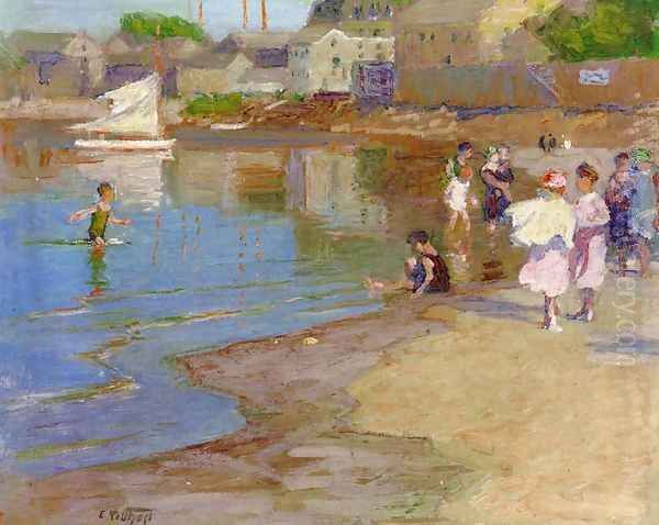 Children Playing at the Beach Oil Painting by Edward Henry Potthast