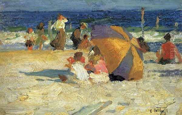 Beach Umbrella Oil Painting by Edward Henry Potthast