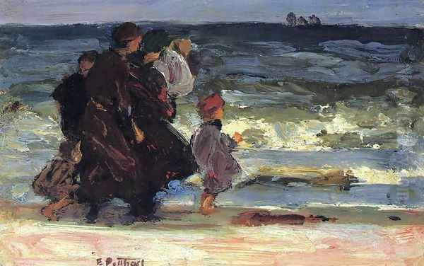 A Family at the Beach Oil Painting by Edward Henry Potthast