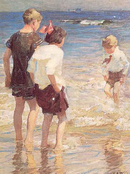 Children at Shore No. 3 Oil Painting by Edward Henry Potthast