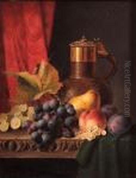 Panel Still Life Of Fruit Oil Painting by Edward Ladell