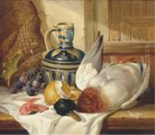 A Festive Meal Of Fresh Mallard Oil Painting by Edward Ladell