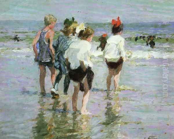 Summer Day, Brighton Beach Oil Painting by Edward Henry Potthast