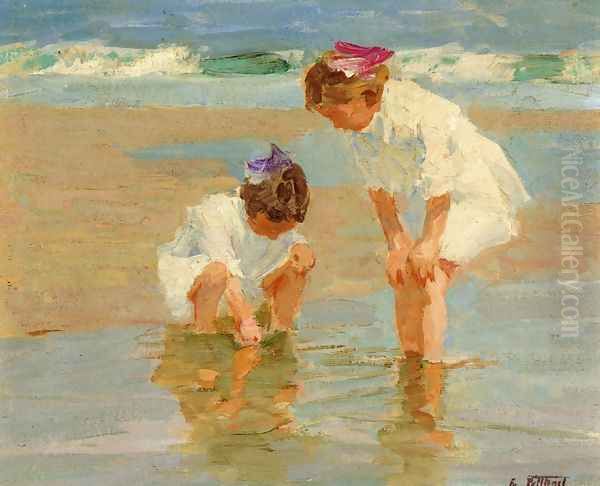 Girls Playing in Surf Oil Painting by Edward Henry Potthast