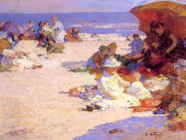 Picknickers on the Beach Oil Painting by Edward Henry Potthast