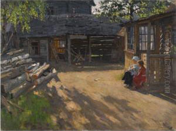 In The Sunshine Oil Painting by Arnold Borisovic Lakowskij