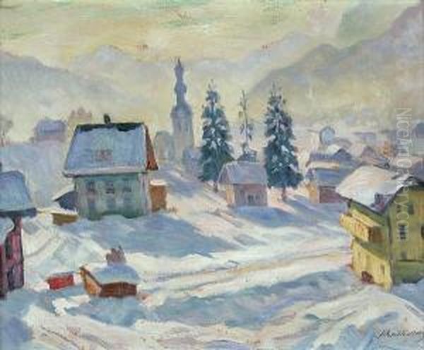 After The First Snowfall Oil Painting by Arnold Borisovic Lakowskij