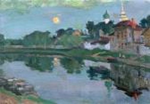 'near St. Petersburg'; Together With A Second Work Oil Painting by Arnold Borisovic Lakowskij