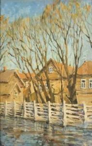 Maisons Au Printemps Oil Painting by Arnold Borisovic Lakowskij