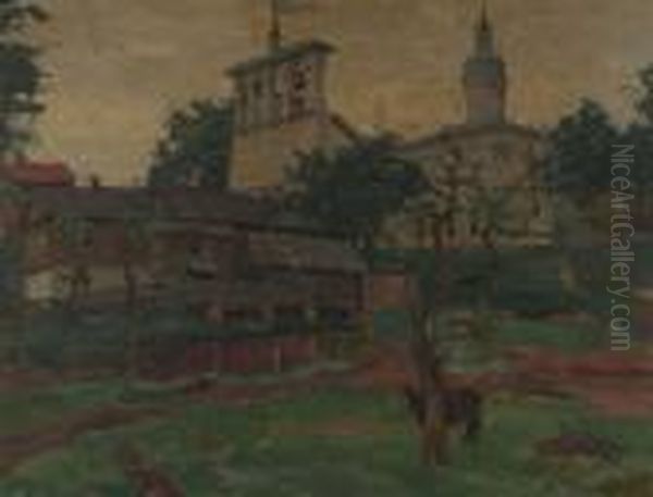 Church In Pskov Oil Painting by Arnold Borisovic Lakowskij