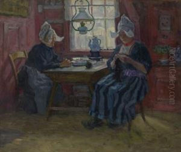 Morning Tea In Brittany Oil Painting by Arnold Borisovic Lakowskij