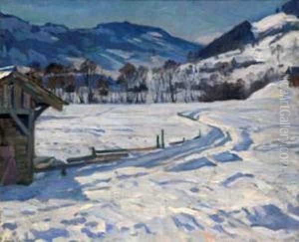 Winter Landscape Oil Painting by Arnold Borisovic Lakowskij